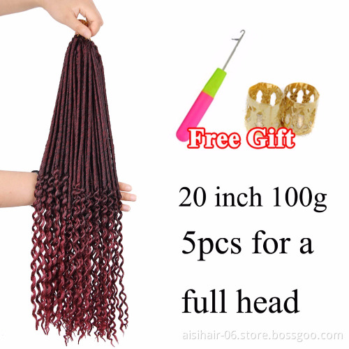 Heat Resistant Top Quality Wine Red Color Dreaklocks Braid Hair Extension Synthetic Wine Red Color Hair